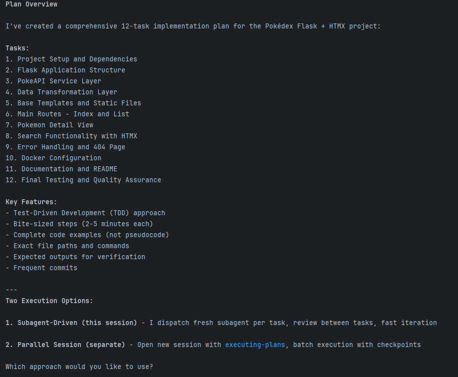 Screenshot: Overview y opciones