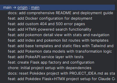 Screenshot: Git commits